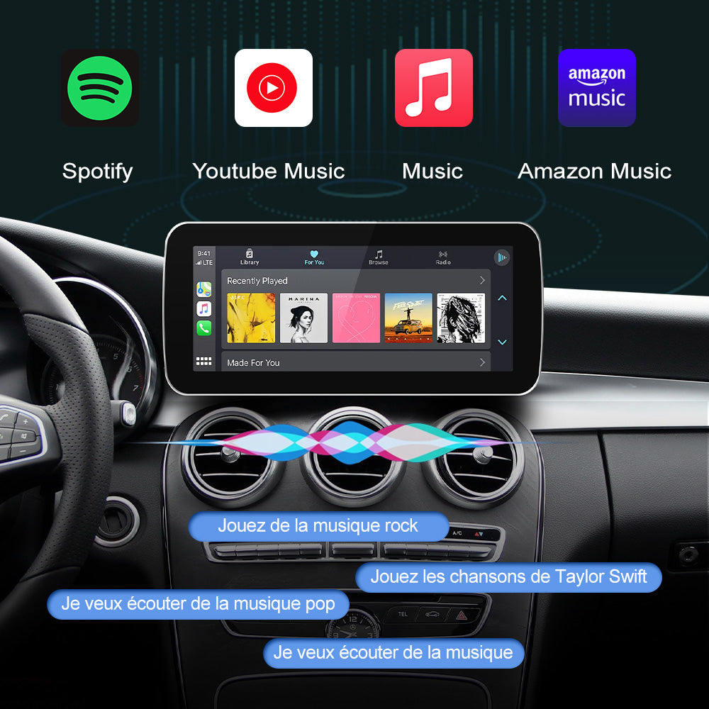 Unité principale de Navigation GPS sans fil Apple CarPlay Android Auto 12.3 pouces pour Mercedes Benz classe A B C E GLA GLC 2008 – 2019